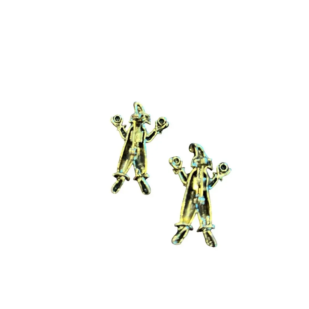 Vintage Juggling Clown Brooch Pair Black Glass Balls Circus Kitsch Scatter Pins